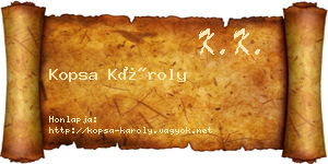 Kopsa Károly névjegykártya